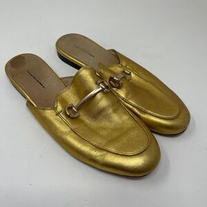 Silent D Women's Mule Slides Shoes Horsebit Slip On Flat Shoes Gold Size EU 40